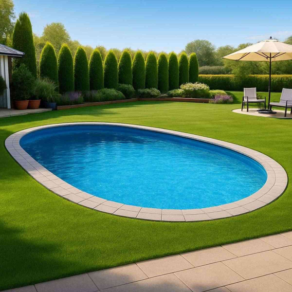 Stahlwandpool Oval Komplettbeckenset - Blau Garten